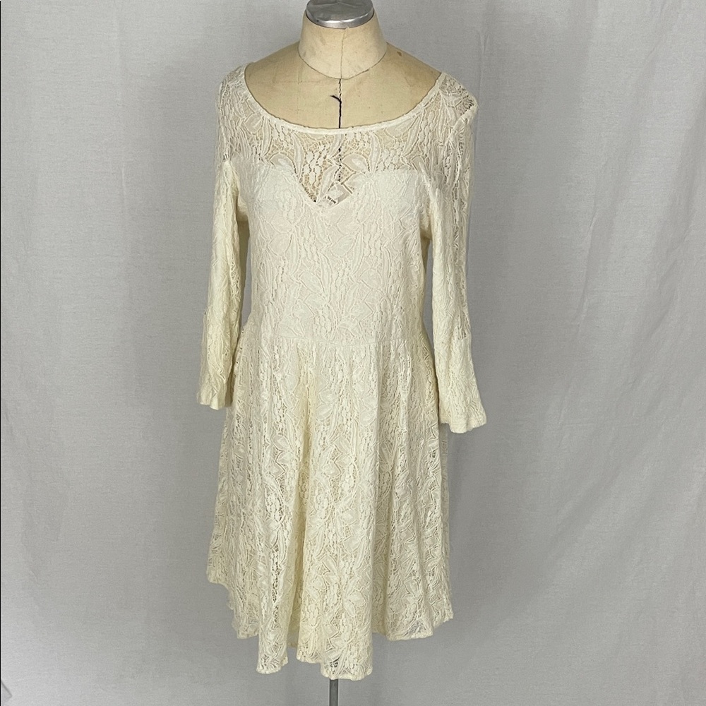 Free People Elegant Cream Lace Dress Size Medium